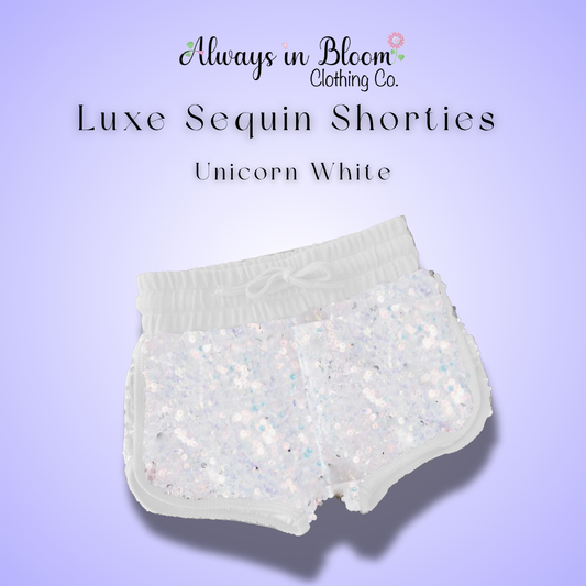 Luxe Velvet Sequin Shorties - Unicorn White