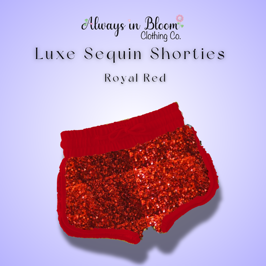Luxe Velvet Sequin Shorties - Royal Red