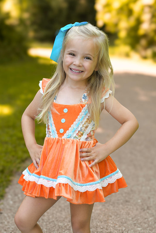 Evelyn Skirted Romper - Vintage Fall Floral