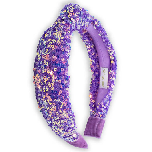 Sequin Knotted Hair Band - Party Purple