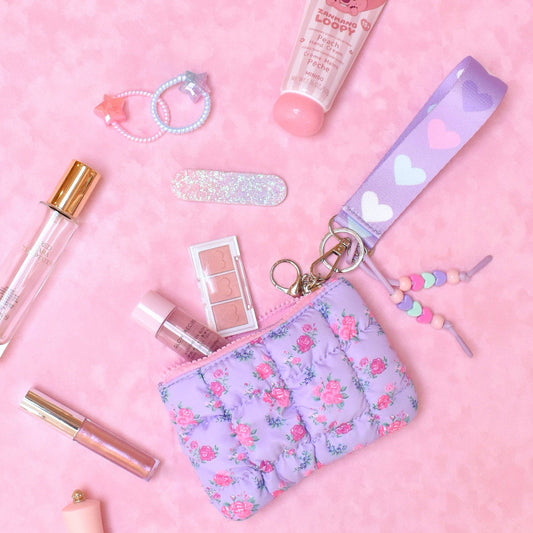 Quilted Scrunchies Coin Purse Keychain Set