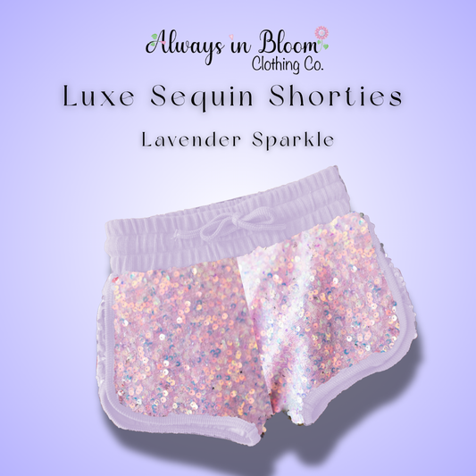 Luxe Velvet Sequin Shorties - Lavender Sparkles