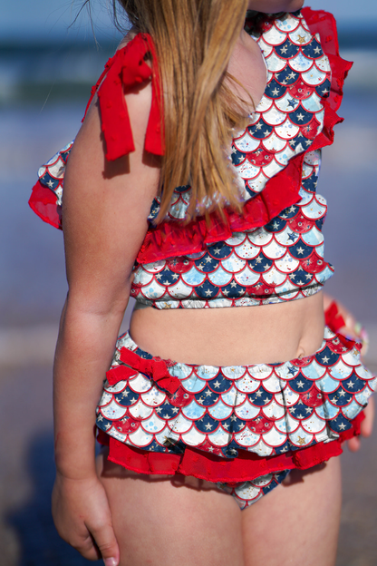 Red Ruffle Tankini Double Ruffle Tankini Set -Red, White & Shimmer 8835840835820 – Always ...
