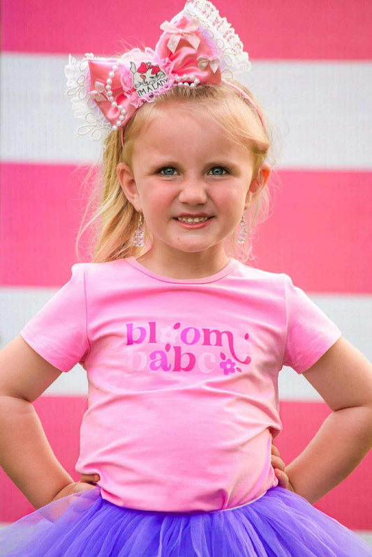 Girls Graphic Tee - Bloom Babe - Pink