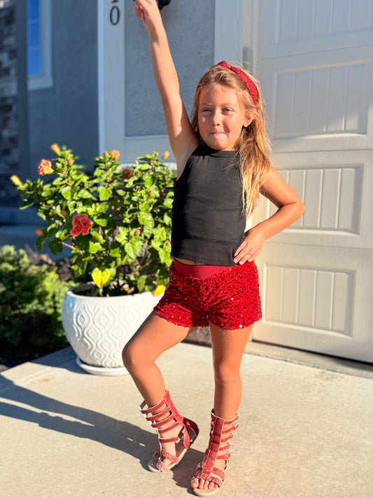 Girls Shorties - Red Sequins