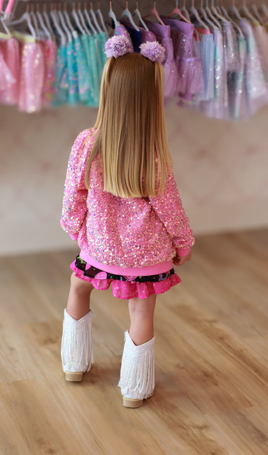 Luxe Velvet Sequin Jacket - Pretty in Pink
