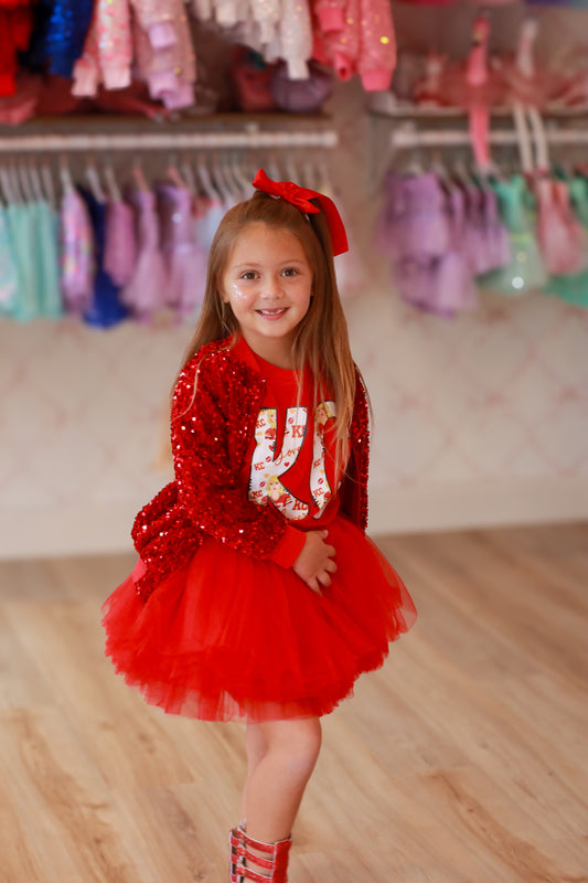 Luxe Velvet Sequin Jacket - Royal Red