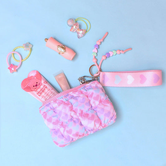 Quilted Scrunchies Coin Purse Keychain Set