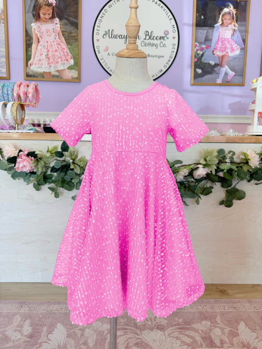 Betty Sequins Twirl Dress - Lover (Pink)
